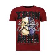 T-shirt Korte Mouw Local Fanatic Iron Man Popeye Rhinestone