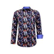 Overhemd Lange Mouw Tony Backer Satijn Vogel Veer Print