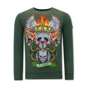 Sweater Tony Backer Print Skull Head