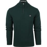 Sweater Gant Halfzip Wol Trui Logo Groen