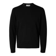 Trui Selected 16094647 MERINO CREW-BLACK