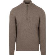 Sweater Barbour Half Zip Trui Wol Taupe