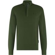 Sweater State Of Art Half Zip Trui Structuur Donkergroen