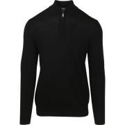 Sweater Profuomo Half Zip Pullover Merinowol Zwart
