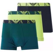 Boxers Emporio Armani Stretch Cotton Logo 3 Pack Trunks Blue/Pine/Lime