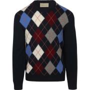 Trui Gant Pullover Wool Blend Argyle Navy