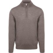 Trui Profuomo Half Zip Pullover Merinowol Taupe