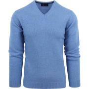 Sweater Suitable Lamswol Trui V-Hals Blauw