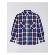 Overhemd Lange Mouw Edwin I035870 WORK SHIRT-NRM.67 NAVY/RED
