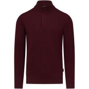 Sweater State Of Art Half Zip Trui Wool Blend Burgundy