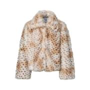 Blazer Pieces 17164286 PCPLUSH SHORT FLUFFY-CLOUD DANCER LEOPARD