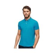Polo Shirt Korte Mouw Superdry Polo Essential Logo Neon bleu slim