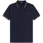 Polo Shirt Korte Mouw Fred Perry Twin Tipped Polo Shirt Navy/Warm Oat/...