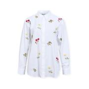 Overhemd Lange Mouw Object Jelena Shirt - White Embroidery