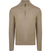 Sweater Suitable Slub Yarn Half Zip Trui Beige