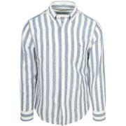 Overhemd Lange Mouw Gant Cotton Linen Overhemd Streep Blauw