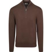 Trui Profuomo Half Zip Pullover Luxury Basic Bruin