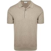 Polo Shirt Korte Mouw Profuomo Knitted Poloshirt Beige