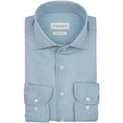 Overhemd Lange Mouw Profuomo Twill Overhemd Denim Lichtblauw