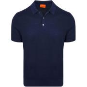 Polo Shirt Korte Mouw Suitable Knitted Polo Cotton Linen Navy