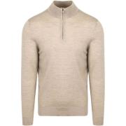 Sweater Suitable Merino Half Zip Trui Sand