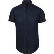Overhemd Lange Mouw Suitable Short Sleeves Hemd Cotton Slub Navy