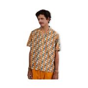 Overhemd Korte Mouw Brava Fabrics Big Tiles Aloha Shirt - Ochre