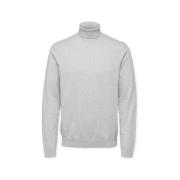 Trui Selected Noos Berg Roll Neck Knit - Light Grey Melange