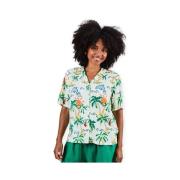 Overhemd Brava Fabrics Tropical Pixel Aloha Blouse - Ecru