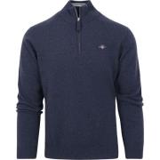 Trui Gant Halfzip Wol Trui Logo Melange Navy