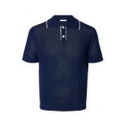 Polo Shirt Korte Mouw Selected Jesse Knit - Ocean Cavern/Birch