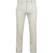 Broek Suitable Chino Pico Pleat Cotton Linen Glencheck Lichtgrijs
