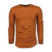 Sweater Justing D Stamp PARIS Damaged Oranje