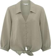 Yaya Knotted cropped blouse Groen dames