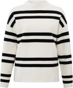 Yaya Block stripe sweater high neck Wit dames