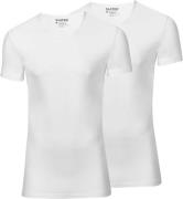 Slater T-shirt Stretch V 2-Pack Wit heren