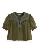 Scotch & Soda Embroidered Top Groen dames