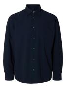 Selected Homme Overhemd Relaxderek Seersucker Blauw heren