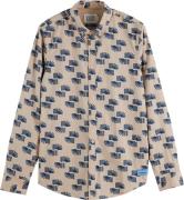 Scotch & Soda Overhemd All-over Print Slimfit Beige heren