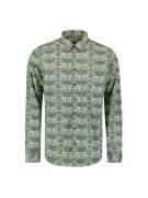 No Excess Overhemd Allover Printed Stretch Regular Groen heren