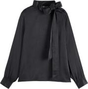 Scotch & Soda Top Bown Neck Zwart dames