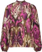 Geisha Top Print Camel dames
