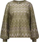 Summum Top long sleeve Zig zag lurex Groen dames
