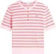 Tommy Hilfiger Fijne Kabeltrui Henley Roze dames