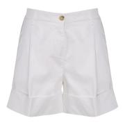 Stretch Satin Casual Shorts Fay , White , Dames