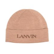 Logo-geborduurde wollen beanie Lanvin , Brown , Dames