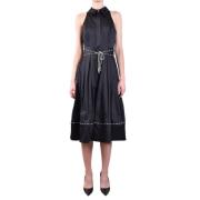 Elegant Midi Day Dress for Women Elisabetta Franchi , Black , Dames