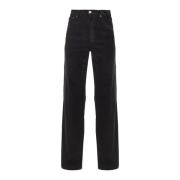 Elegante Wijde Pijpen Fluweel Corduroy Broek Dondup , Black , Dames