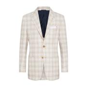 Deconstructed Geruite Blazer Jas Kiton , Beige , Heren