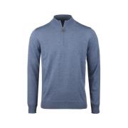 Blauwe Merino Half Zip Sweatshirt Stenströms , Blue , Heren